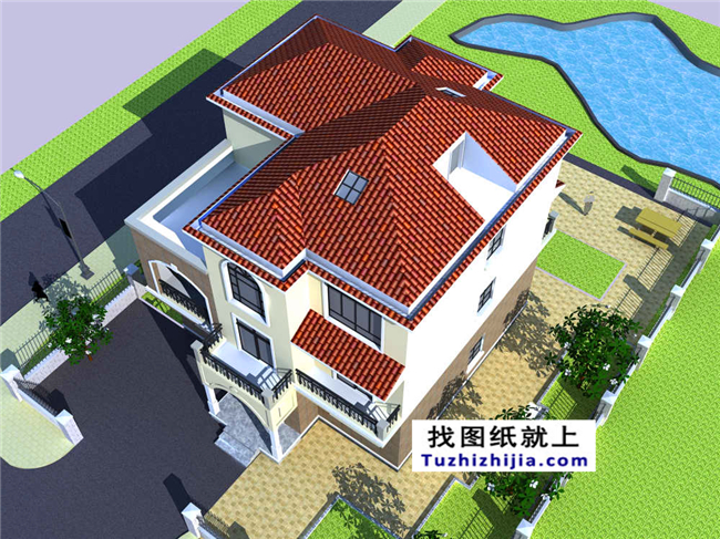 140平方米新農村三層樓房建筑設計圖帶外觀圖,12X13米