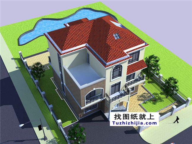 140平方米新農村三層樓房建筑設計圖帶外觀圖,12X13米