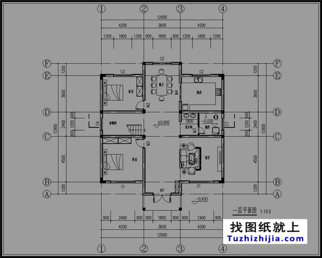 140平方米新農村三層樓房建筑設計圖帶外觀圖,12X13米