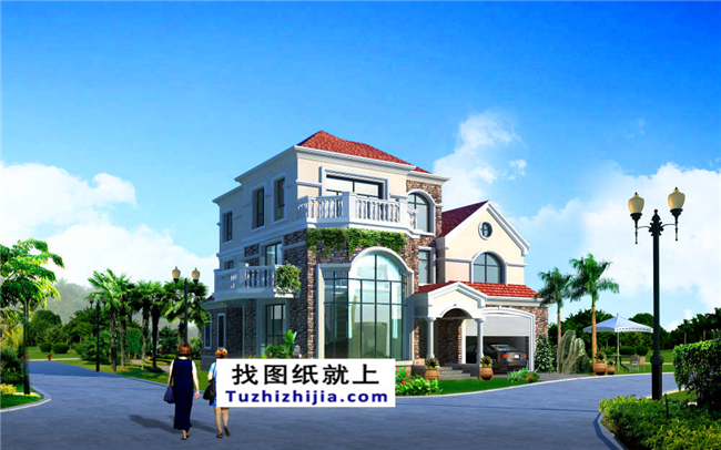 200平方米三層豪華清新農村別墅設計圖紙大全,15X15米