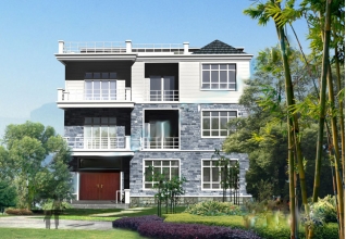 200平方米新農(nóng)村三層小別墅設(shè)計(jì)施工圖紙及效果圖，14x14米