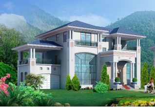 330平方米豪華歐式農村三層別墅建筑圖及效果圖26X19米