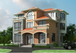 140平方米地中海風格農村三層別墅施工圖紙帶效果圖12X12米