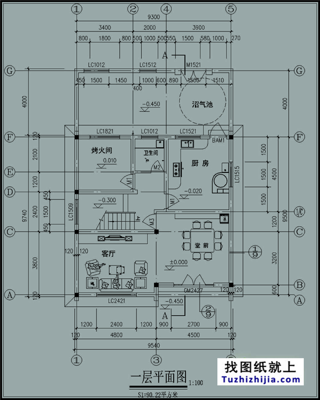 90平方米徽派風格三層別墅施工建筑設計圖紙大全,9x10米