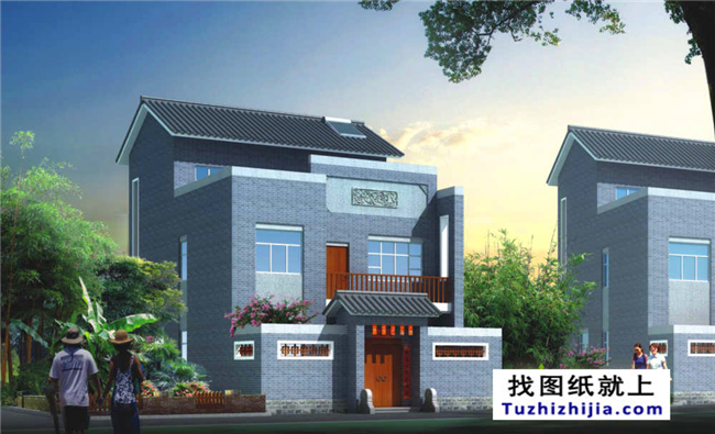 105平方米新農(nóng)村三層別墅施工建筑設(shè)計圖及效果圖,9X17米