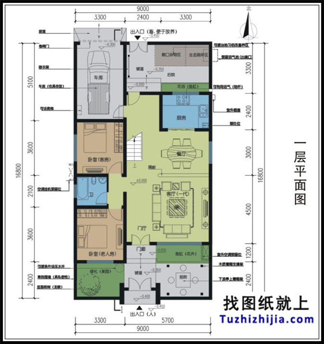105平方米新農(nóng)村三層別墅施工建筑設(shè)計圖及效果圖,9X17米