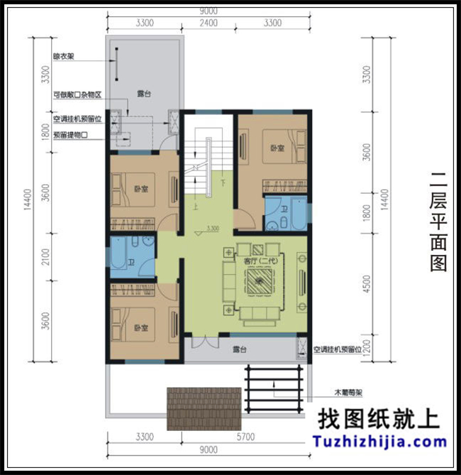 105平方米新農(nóng)村三層別墅施工建筑設(shè)計圖及效果圖,9X17米