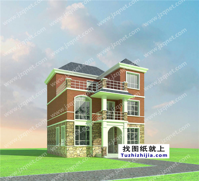 105平方米新農(nóng)村自建三層小別墅設(shè)計(jì)施工圖，10x11米