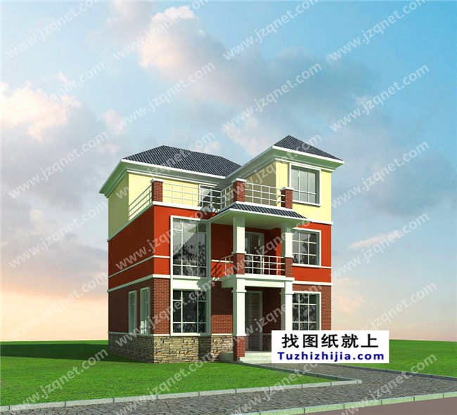 105平方米新農(nóng)村自建三層小別墅設(shè)計(jì)施工圖，10x11米