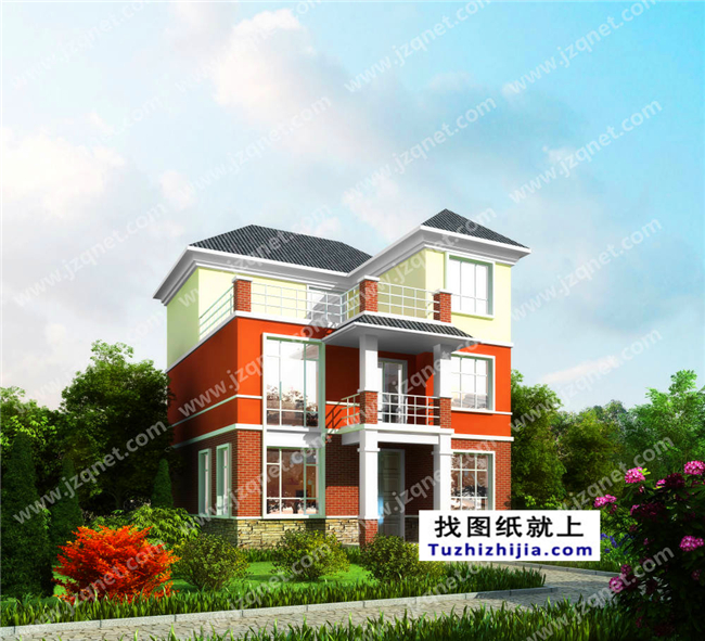 105平方米新農(nóng)村自建三層小別墅設(shè)計(jì)施工圖，10x11米