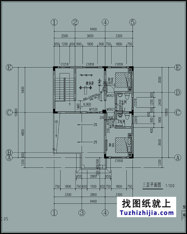 105平方米新農(nóng)村自建三層小別墅設(shè)計(jì)施工圖，10x11米