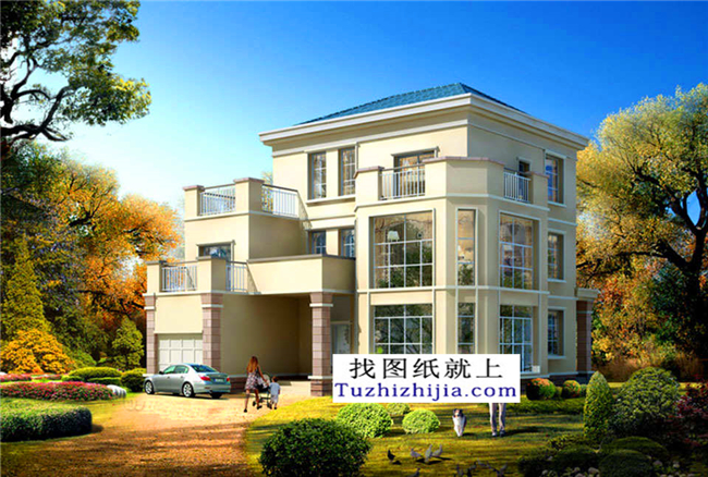 140平方米新農(nóng)村三層別墅自建施工設(shè)計圖，14x14米