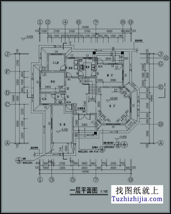 140平方米新農(nóng)村三層別墅自建施工設(shè)計圖，14x14米
