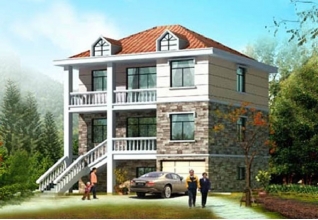 造價(jià)30萬(wàn)左右135平方米農(nóng)村三層別墅設(shè)計(jì)圖帶外觀，11x12米