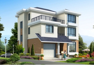 造價20萬新農村帶車庫三層別墅設計圖紙，含效果圖