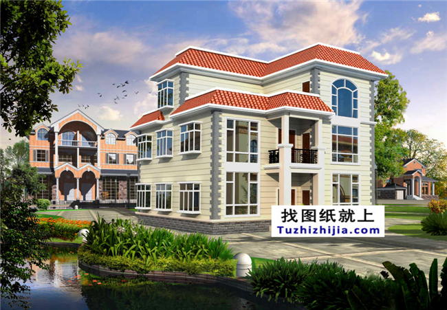 145平方米平屋頂農(nóng)村三層自建別墅設(shè)計(jì)圖紙帶效果圖,11x13米