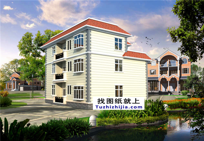 145平方米平屋頂農(nóng)村三層自建別墅設(shè)計(jì)圖紙帶效果圖,11x13米