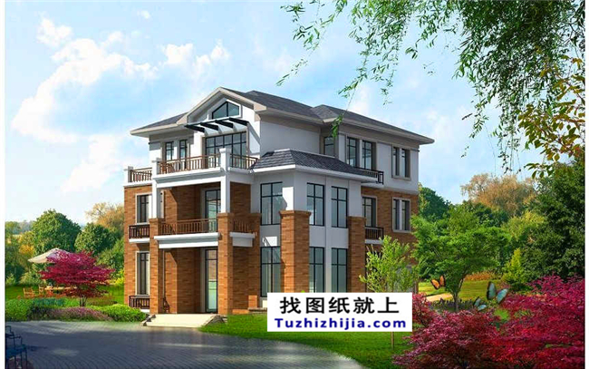 造價：26萬左右新農村帶閣樓的三層別墅施工圖紙,10*14米120平方米