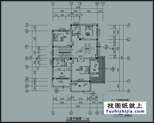 造價：26萬左右新農村帶閣樓的三層別墅施工圖紙,10*14米120平方米
