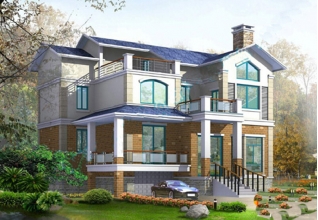 40多萬農村漂亮帶車庫的三層別墅建筑圖紙及效果圖