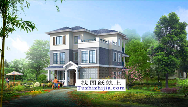 農村實用漂亮的三層別墅設計施工圖紙及效果圖