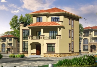 帶閣樓的三層別墅房屋設計圖紙及效果圖