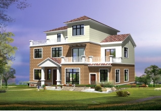 廣東省新農村自建三層房屋別墅設計圖紙及效果圖