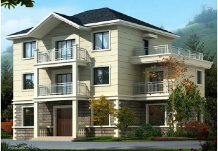 帶露臺的三層新農村房屋別墅設計施工圖紙及效果圖