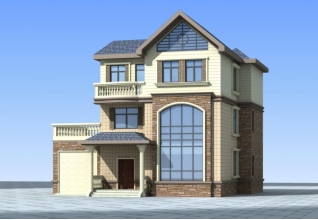 【小戶型90平米三層新農(nóng)村自建房屋設(shè)計施工CAD圖紙及效果圖】