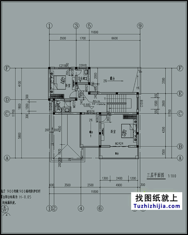 140平方米新農(nóng)村三層別墅設計建筑圖紙及外觀效果圖，12x12米