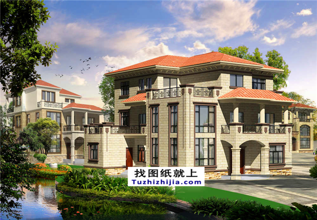 帶閣樓的三層別墅房屋設(shè)計(jì)圖紙及效果圖