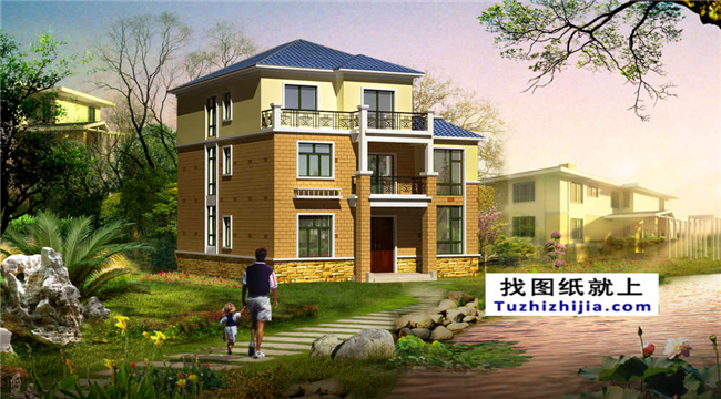 30萬左右的新農(nóng)村自建三層別墅施工設計圖紙及效果圖