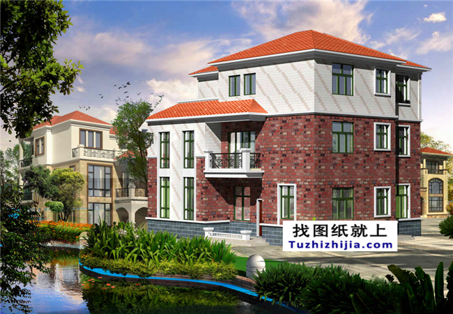 30萬左右的新農(nóng)村自建三層別墅施工設計圖紙及效果圖