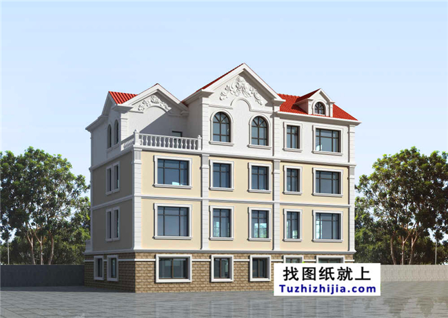 230平米歐式帶地下室三層自建別墅設(shè)計施工圖紙及效果圖