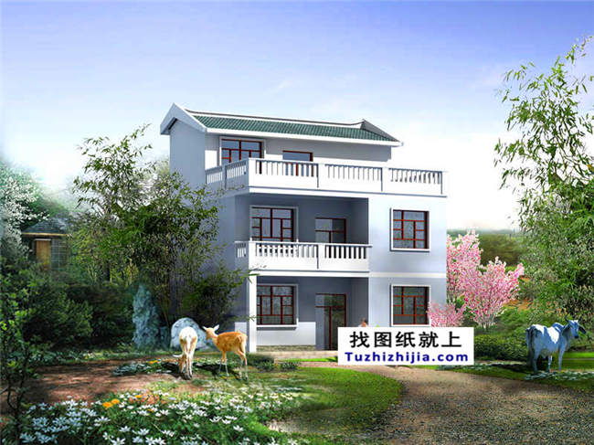 20萬以內的小戶型新農村三層房屋施工建筑設計圖紙及外觀圖