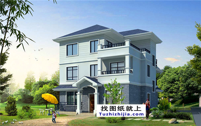 預(yù)算25萬以內(nèi)的新農(nóng)村帶露臺三層房屋設(shè)計施工圖及效果圖