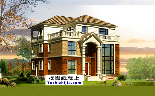 復式帶堂屋三層農村房屋設計圖紙帶效果圖