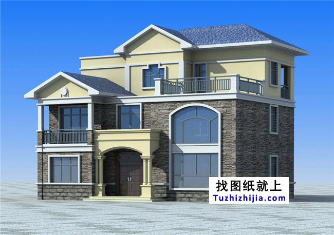 湖南鄉村三層別墅設計圖紙,帶屋頂花園(含效果圖)