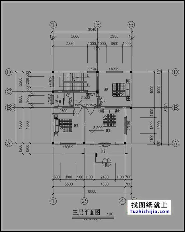 100平簡單三層房屋設計圖紙,新農村自建推薦圖紙