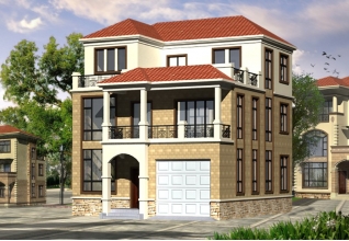 160平方米帶車庫農村三層房屋設計圖紙，新農村樓房設計推薦