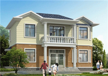 二層簡單一點的別墅圖紙帶效果圖，適合農村自建使用