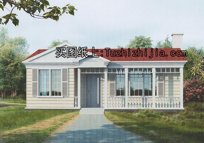 農(nóng)村一層房屋設(shè)計(jì)圖紙,帶外觀效果圖