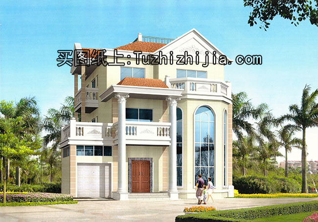 三層帶車庫農村別墅設計圖紙(含外觀效果圖)