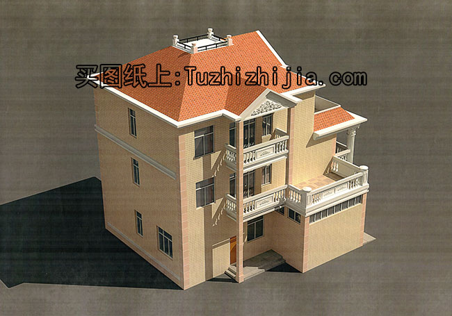 三層帶車庫農村別墅設計圖紙(含外觀效果圖)