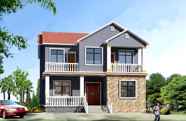 農村小洋樓設計圖及效果圖，二層樓房設計圖