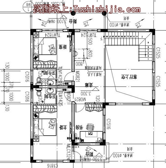 田園風格別墅設(shè)計圖及外觀圖片,樓中樓結(jié)構(gòu)