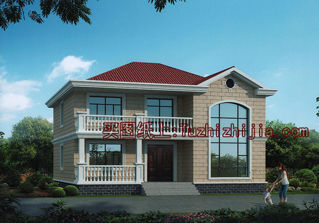 二層新農(nóng)村自建房設(shè)計圖，帶外觀效果圖