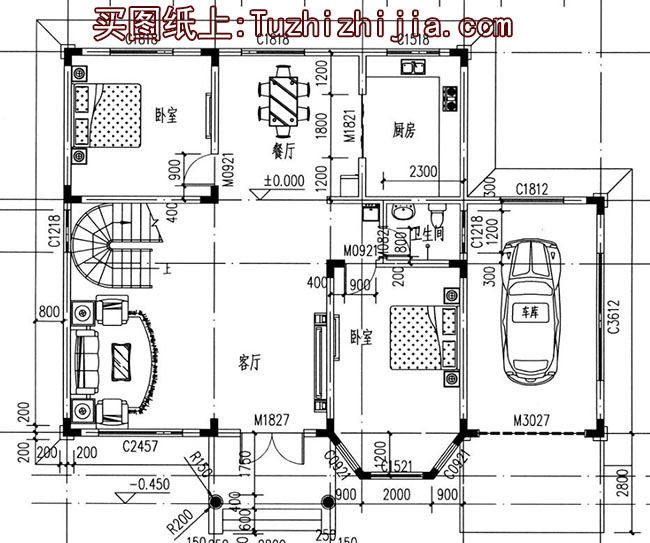 樓中樓客廳挑高二層別墅設(shè)計(jì)圖，復(fù)式別墅方案推薦