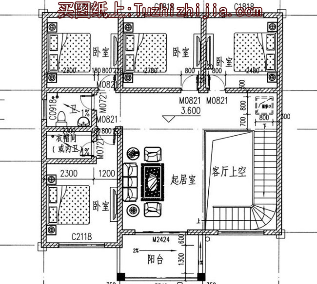 二層復式小洋樓設計圖,外觀精致,戶型合理