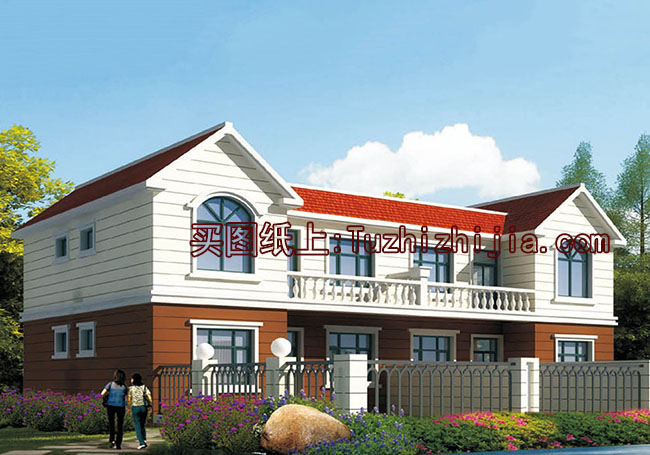 適合兄弟自建的二層雙拼別墅設計方案，帶效果圖